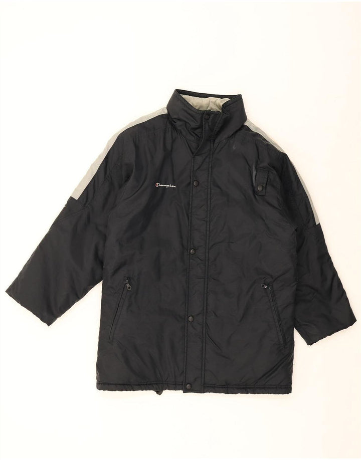 CHAMPION Mens Padded Jacket UK 36 Small Black Colourblock Vintage Champion and Second-Hand Champion from Messina Hembry 