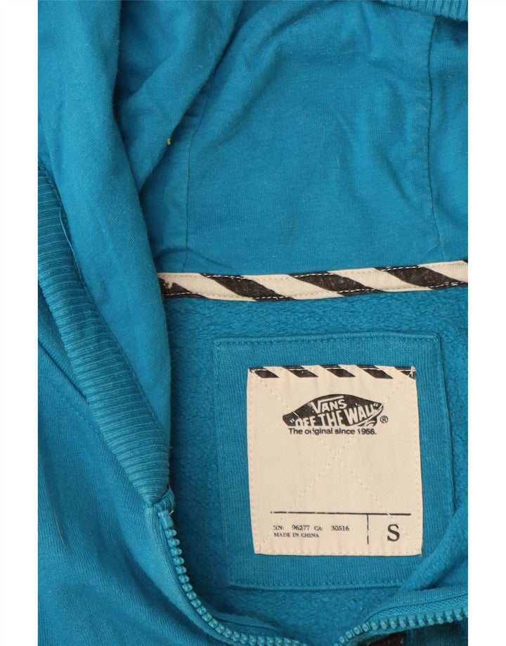 VANS Mens Graphic Zip Hoodie Sweater Small Blue Cotton
