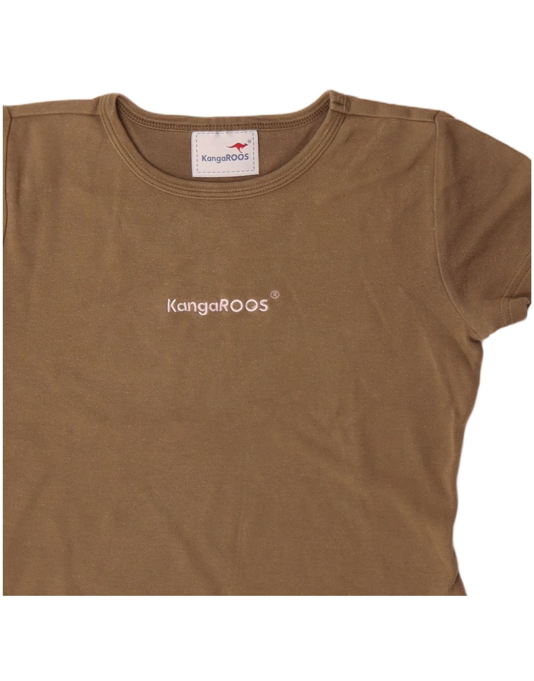 Damska koszulka KANGAROOS Crop Graphic Top UK 8 Small Beżowa bawełna
