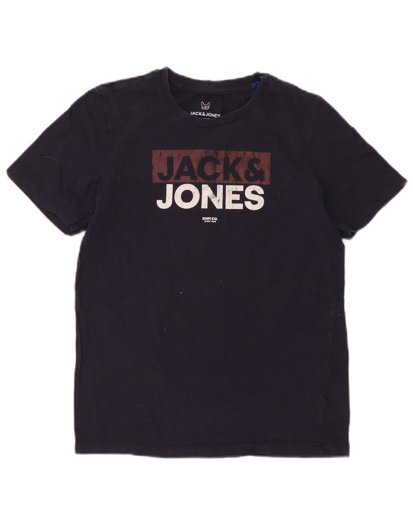 Chłopięcy T-shirt z grafiką Jack & Jones, 13-14 lat, granatowa, bawełniana