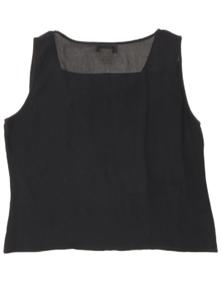Damska bluzka bez rękawów Genny Crop Top UK 12 Średni czarny jedwab