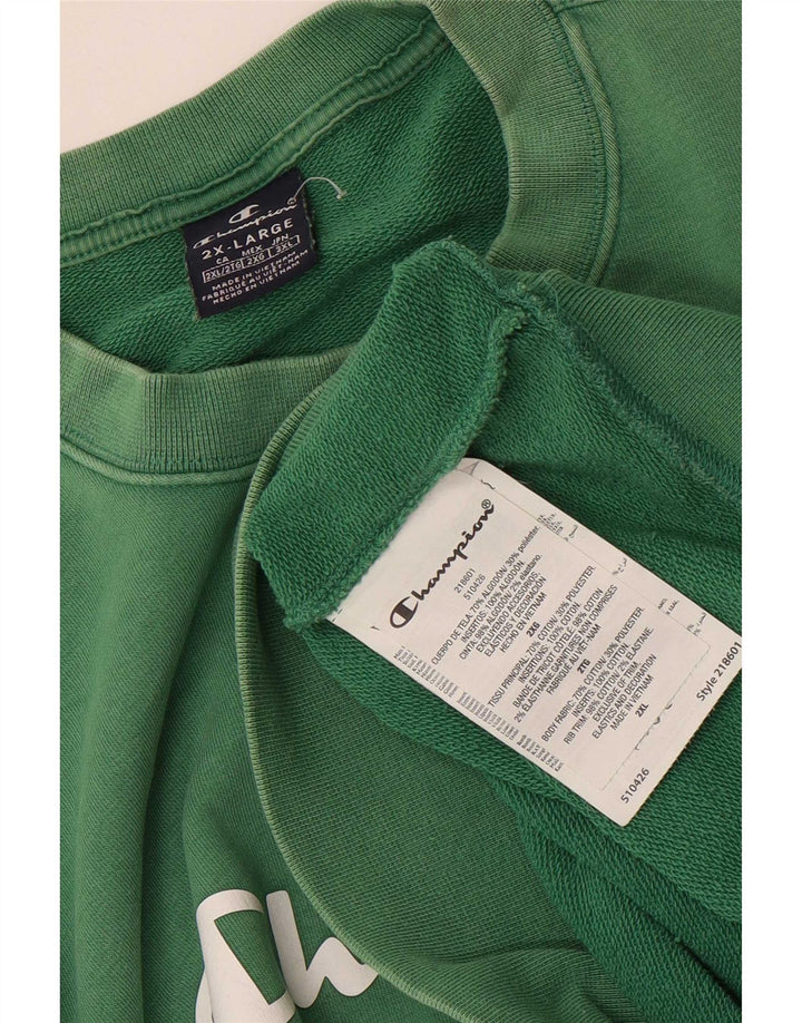 Męski sweter z grafiką Champion 2XL, zielony, bawełniany