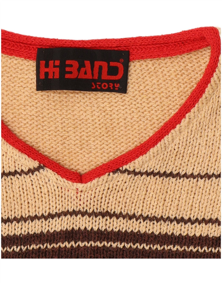 Męski sweter w stylu vintage z dekoltem w szpic IT 50 w średnie, wielokolorowe paski