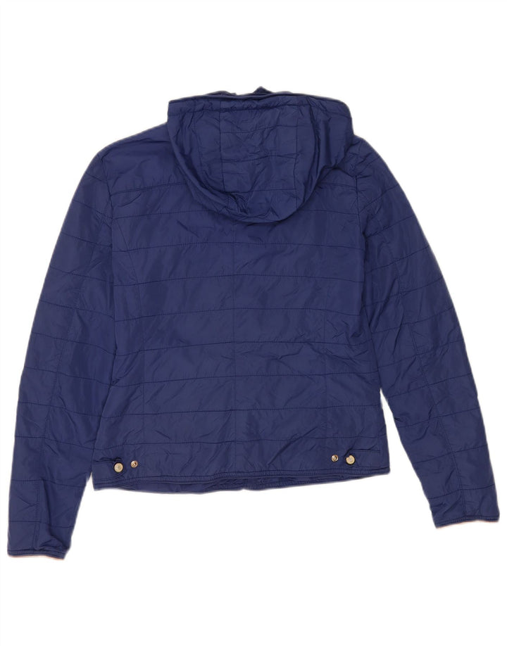 Damska pikowana kurtka Massimo Dutti z kapturem EU 36, mały, niebieski nylon