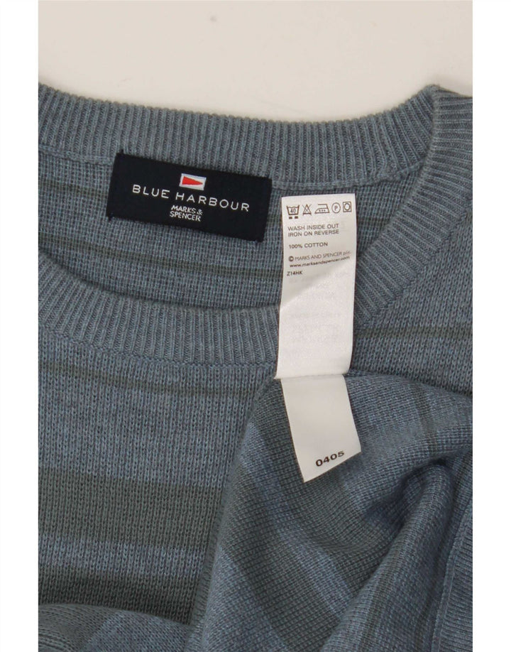 Męski sweter Marks & Spencer Blue Harbor z okrągłym dekoltem i średnimi paskami