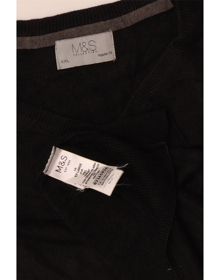 Męski sweter Marks & Spencer o regularnym kroju z dekoltem w kształcie litery V, 2XL, czarny akryl