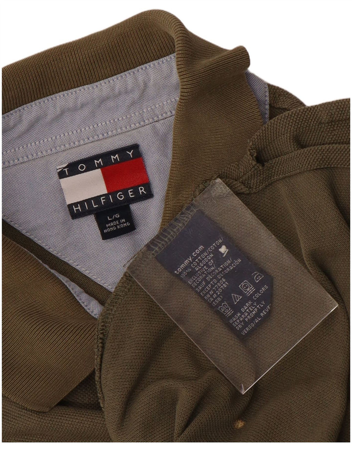 Męska koszulka polo TOMMY HILFIGER, duża, bawełniana w kolorze khaki