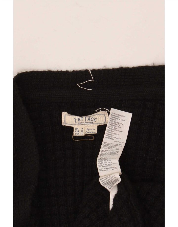 Damski sweter oversize Fat Face Crop Open Cardigan UK 14, duży, czarny