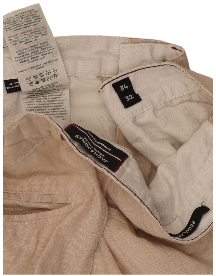 Jack & Jones Męskie Proste Regularne W34 L32 Beżowa Bawełna