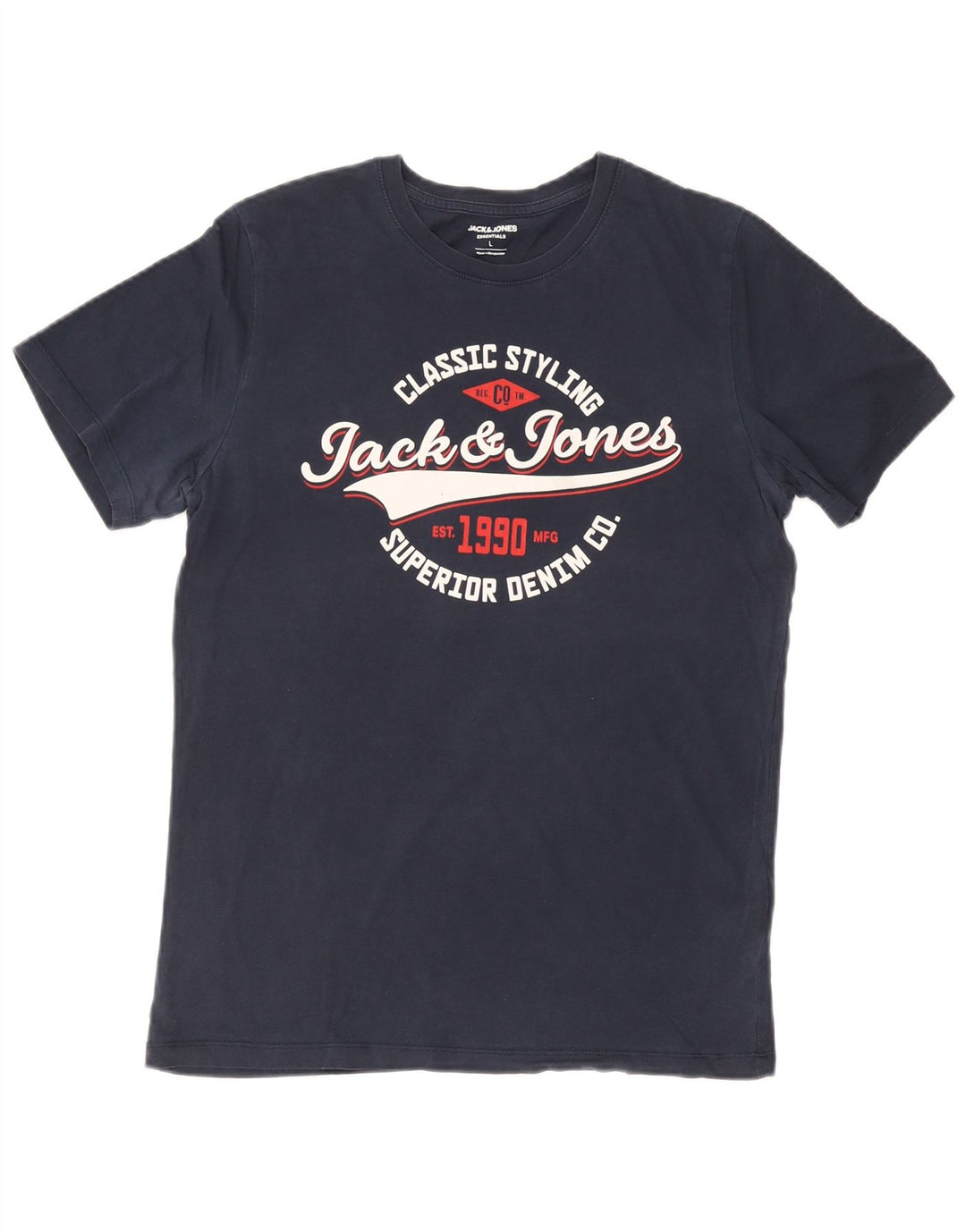 Męski T-shirt z grafiką Jack & Jones, duży, granatowy, bawełniany