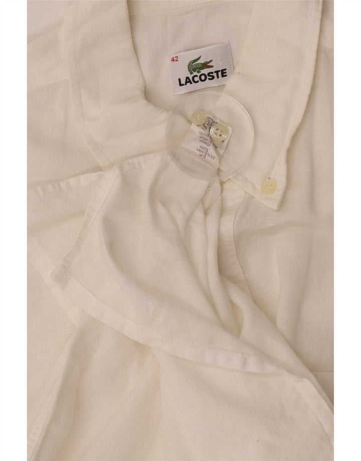 Męska koszula pulowerowa Lacoste z krótkim rękawem, rozmiar 42, duża biała lniana