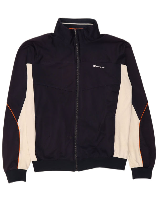 Męska kurtka dresowa Champion XL, granatowa, poliester z blokami kolorów