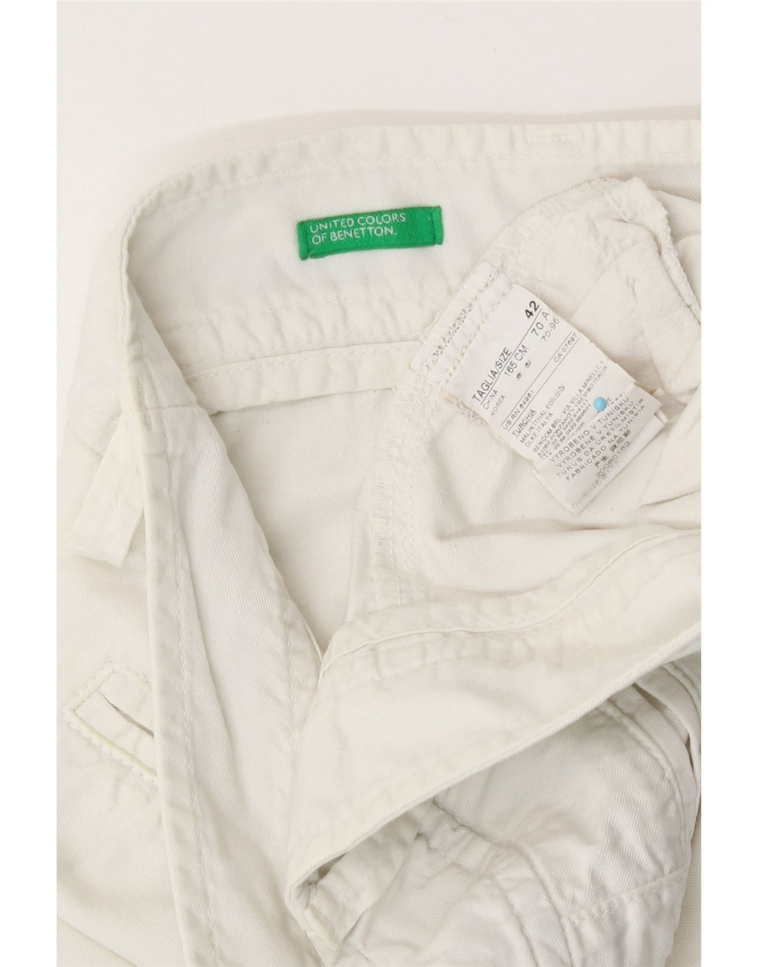Damskie spodenki Chino Benetton IT 42 Medium W30 Biała bawełna
