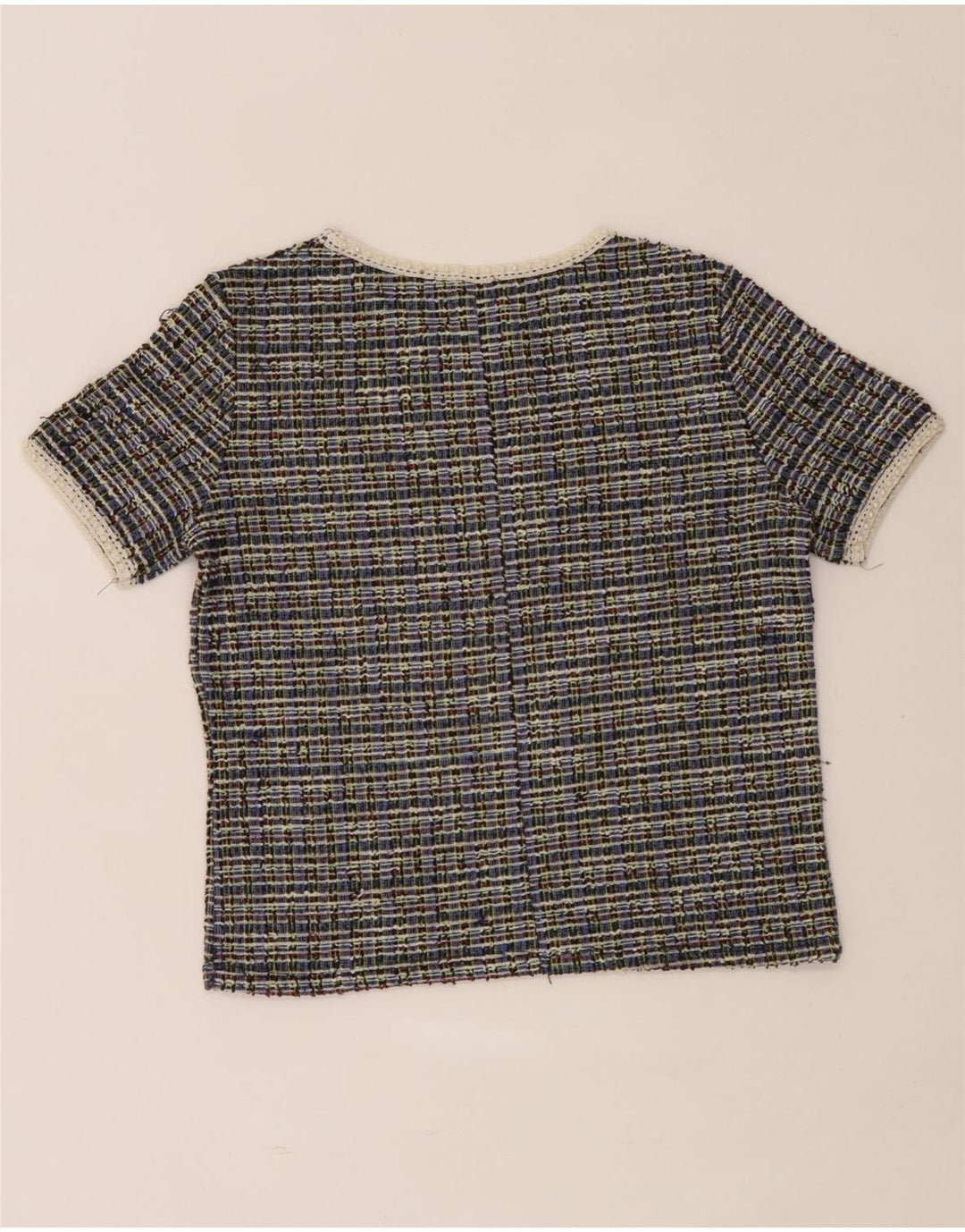 Damski T-shirt Zara Crop Top UK 12 Średni, wielokolorowy poliester w kratkę