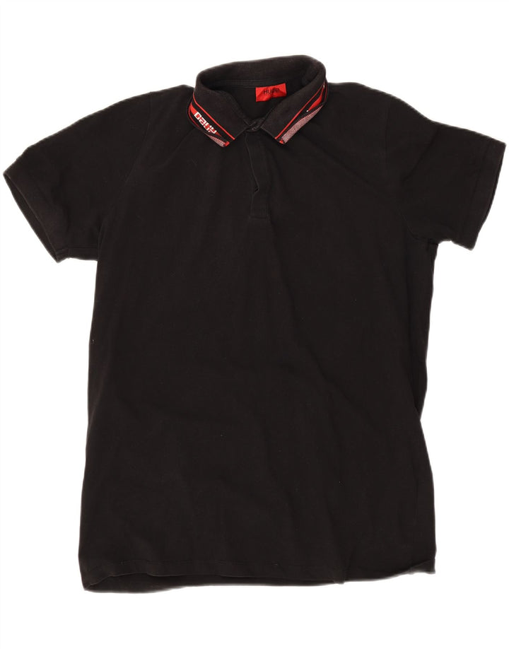 Męska koszulka polo Hugo Boss, duża, czarna, bawełniana w paski