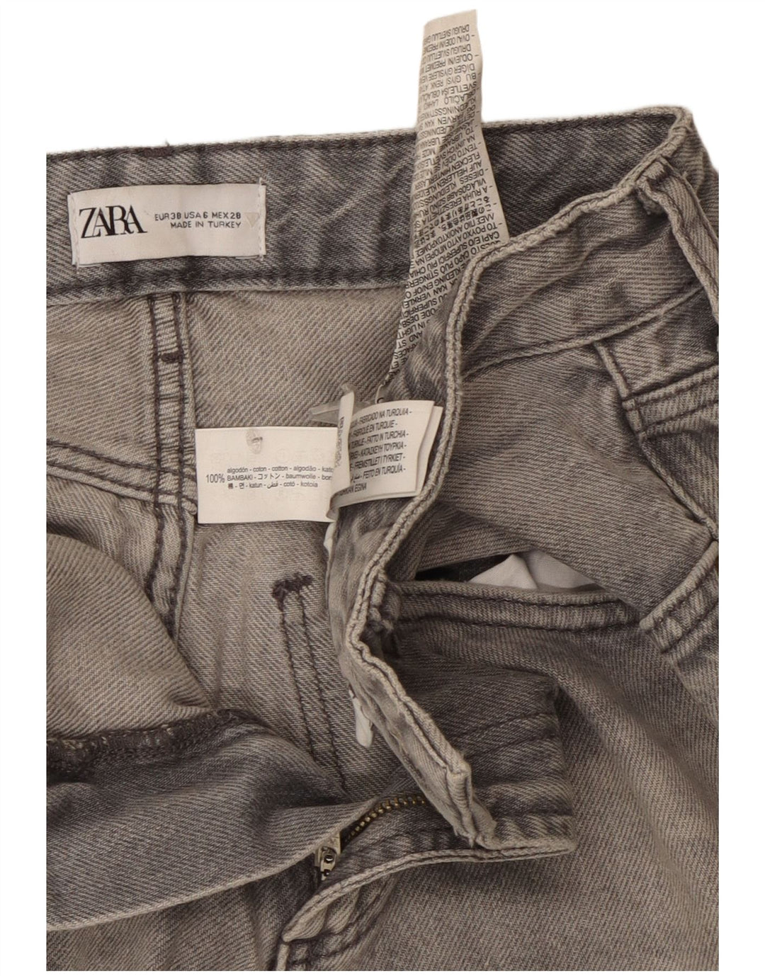 Damskie jeansy z szeroką nogawką Zara EU 38 Medium W28 L33 Szara bawełna