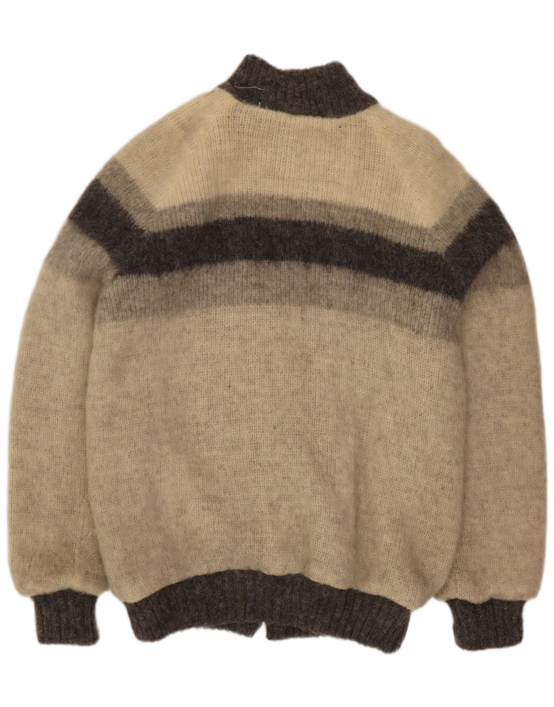 Męska dzianinowa kurtka bomber Alafoss Icewool UK 40, duża, szara, z blokami kolorów, zimowa