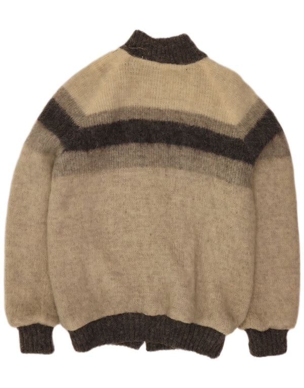 Męska dzianinowa kurtka bomber Alafoss Icewool UK 40, duża, szara, z blokami kolorów, zimowa