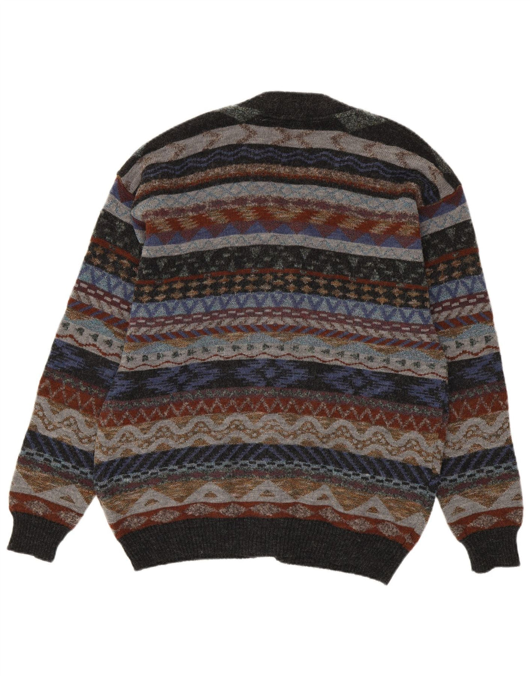 Męski sweter rozpinany COMPASS CARD IT 52, duża, szara, geometryczna wełna
