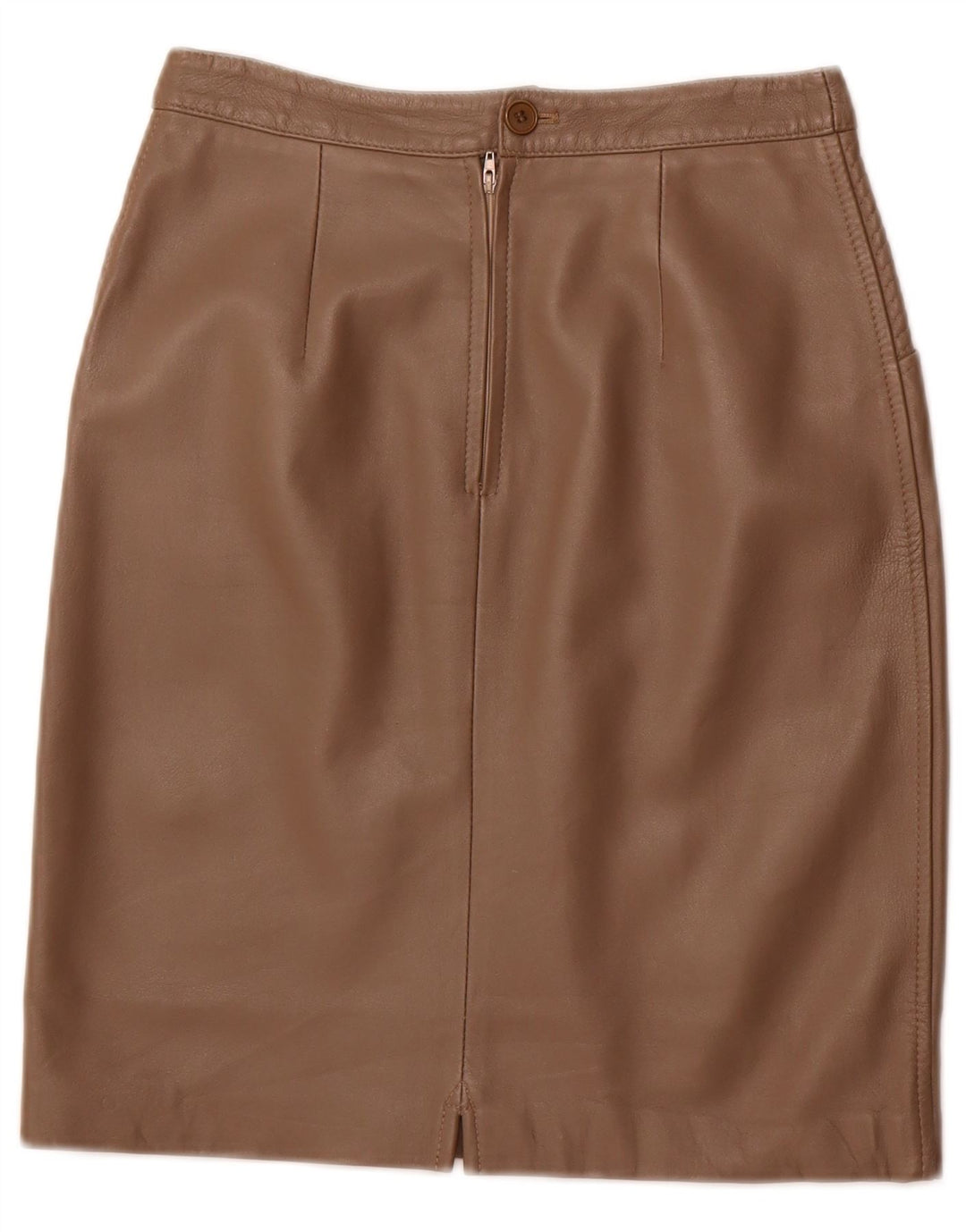 Damska skórzana spódnica z wysokim stanem VINTAGE IT 42 Medium W26 Brązowa skóra