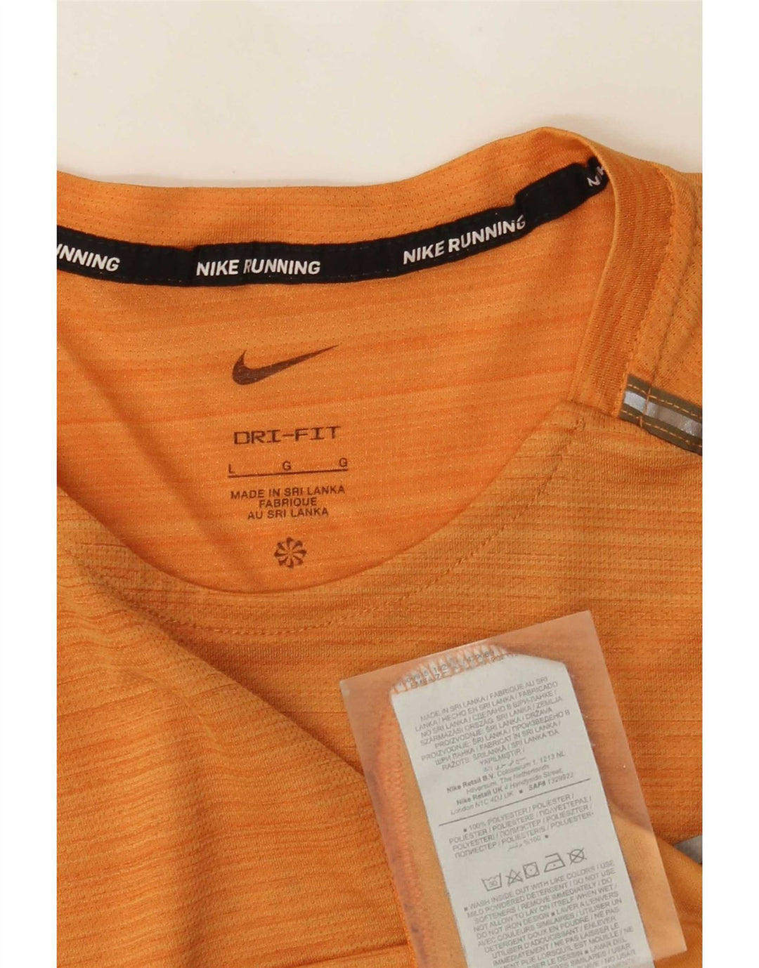 Męski T-shirt Nike Dri Fit, duży, pomarańczowy, poliestrowy w prążki