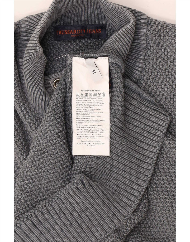 Męski sweter rozpinany Trussardi Jeans, średnioszary, bawełniany