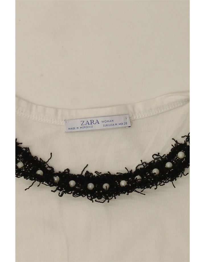 T-shirt damski Zara Top UK 12 Średni biały