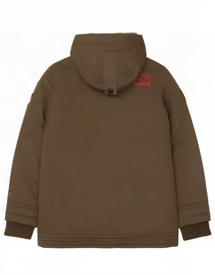 Damska kurtka parka z kapturem Superdry UK 40, duża, brązowa, poliester