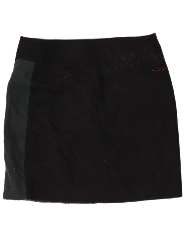 Damska spódnica kopertowa Desigual EU 40 Medium W32 Czarna patchworkowa wełna