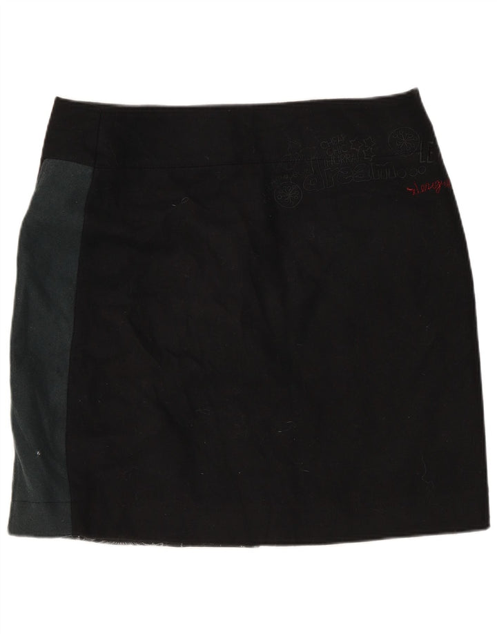 Damska spódnica kopertowa Desigual EU 40 Medium W32 Czarna patchworkowa wełna