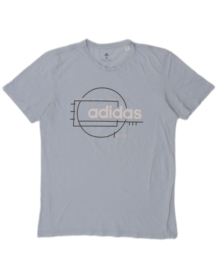 Męski T-shirt z grafiką ADIDAS, średni niebieski