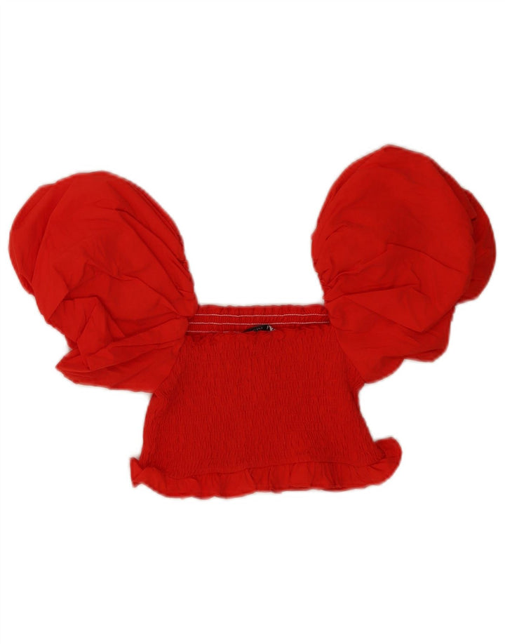 Krótki top damski Zara z odkrytymi ramionami, UK 8, mały, czerwony