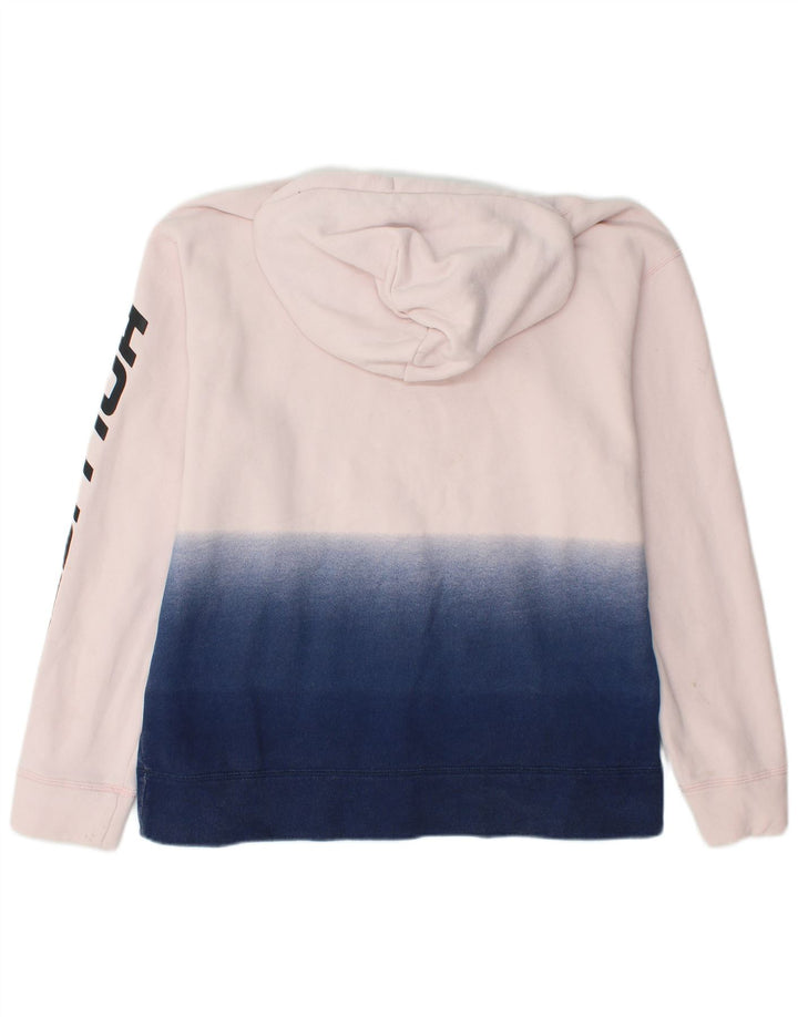 HOLLISTER Męski sweter z kapturem i grafiką, duży, biały, bawełniany w bloki kolorów