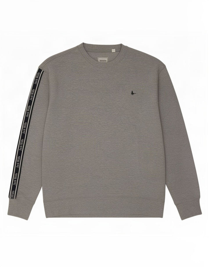Męska bluza z grafiką Jack Wills, duża, szara, bawełniana w bloki kolorów