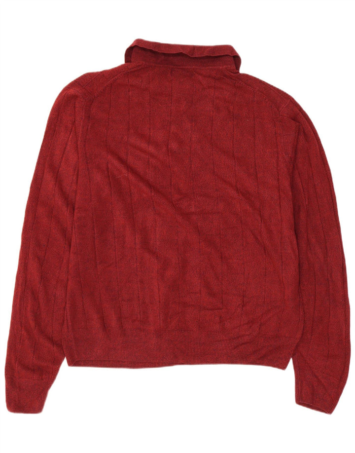DOCKERS Męski sweter polo, duży, bordowy, akryl