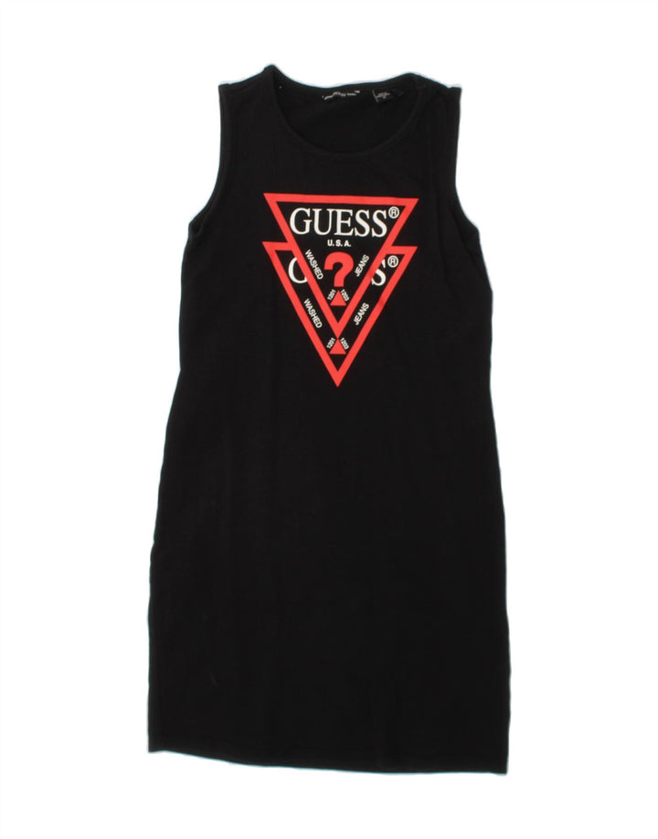 GUESS Girls Graphic Sleeveless Basic Dress 9-10 Years Black Cotton Vintage Guess and Second-Hand Guess from Messina Hembry 