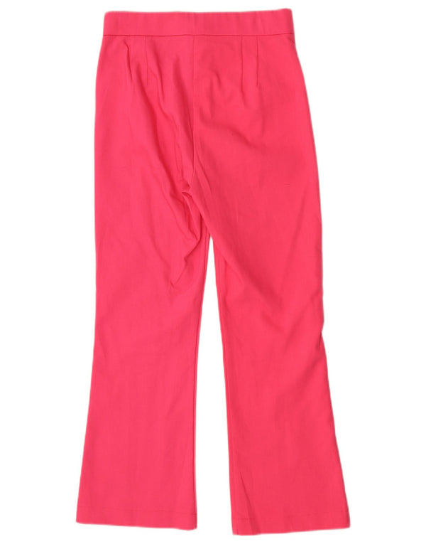 Zara Womens High Waist Bootcut Casual Trousers Small W24 L24 Pink Cotton