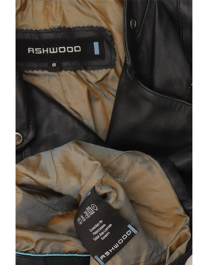 Damska skórzana kurtka motocyklowa ASHWOOD UK 8, mała, czarna skóra