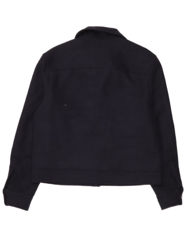 Zara Mens Bomber Jacket UK 38 Medium Navy Blue Wool