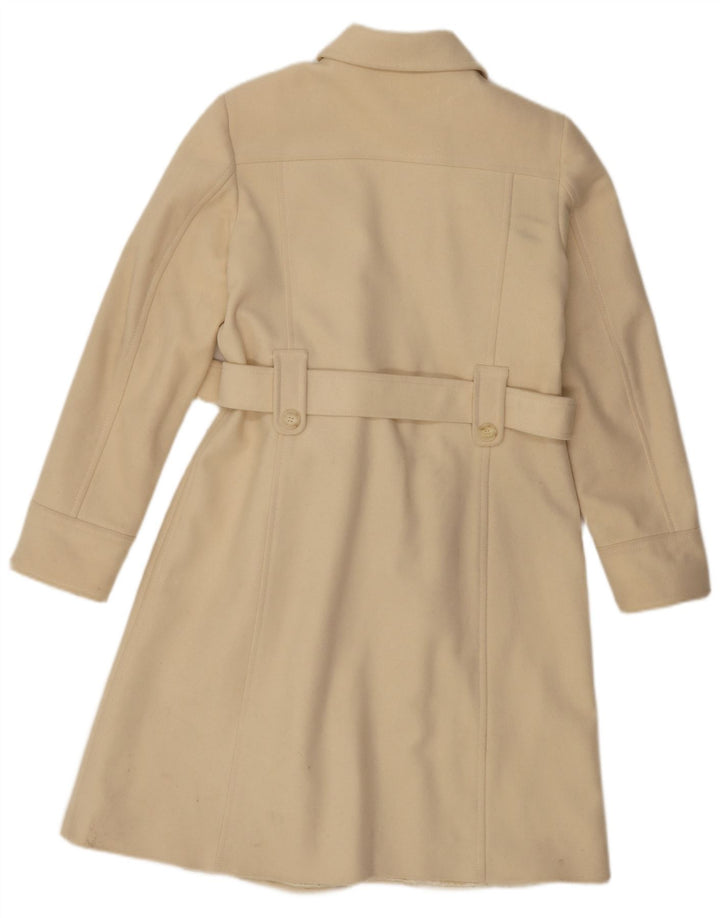 Damski płaszcz dwurzędowy Benetton IT 44 Średni złamanej białej wełny