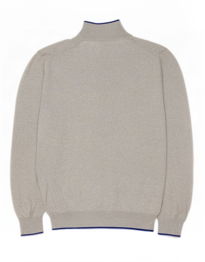 Męski sweter zapinany na guziki Massimo Dutti, duży, szary, bawełniany w plamki