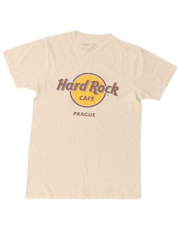 Męski T-shirt z grafiką Hard Rock Cafe Praga, mały, biały, bawełniany