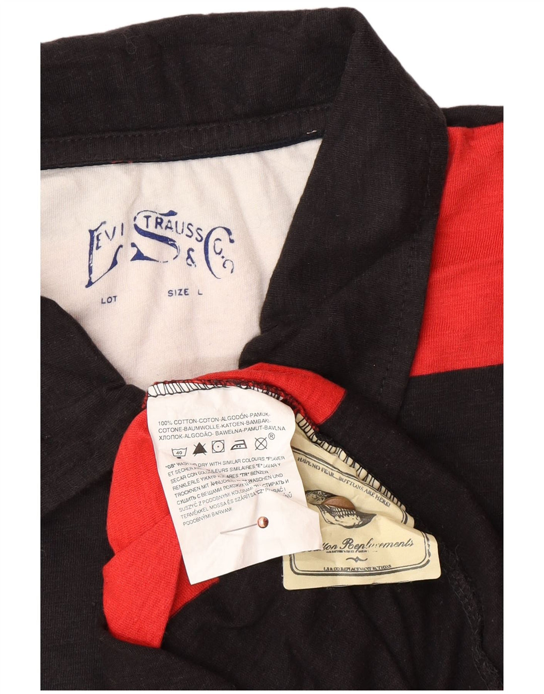 Męska koszulka polo do rugby LEVI'S z długim rękawem i grafiką, duża, bawełniana w czerwone paski