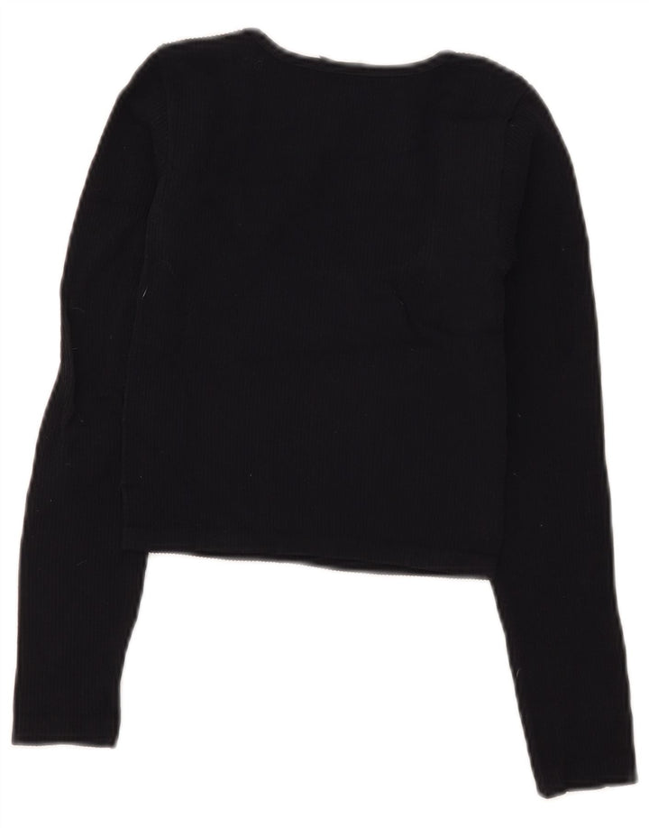 Damski krótki top Zara z długim rękawem, UK 4 XS, czarny poliamid