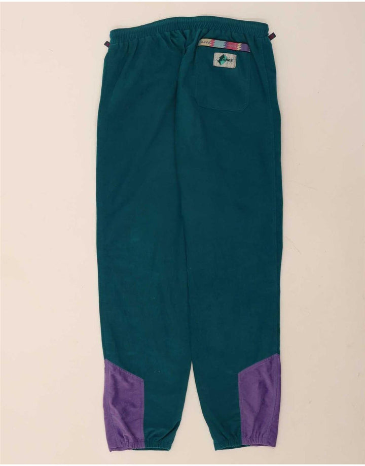 Vintage męski dres welurowy, duży, zielony, z blokami kolorów, poliester