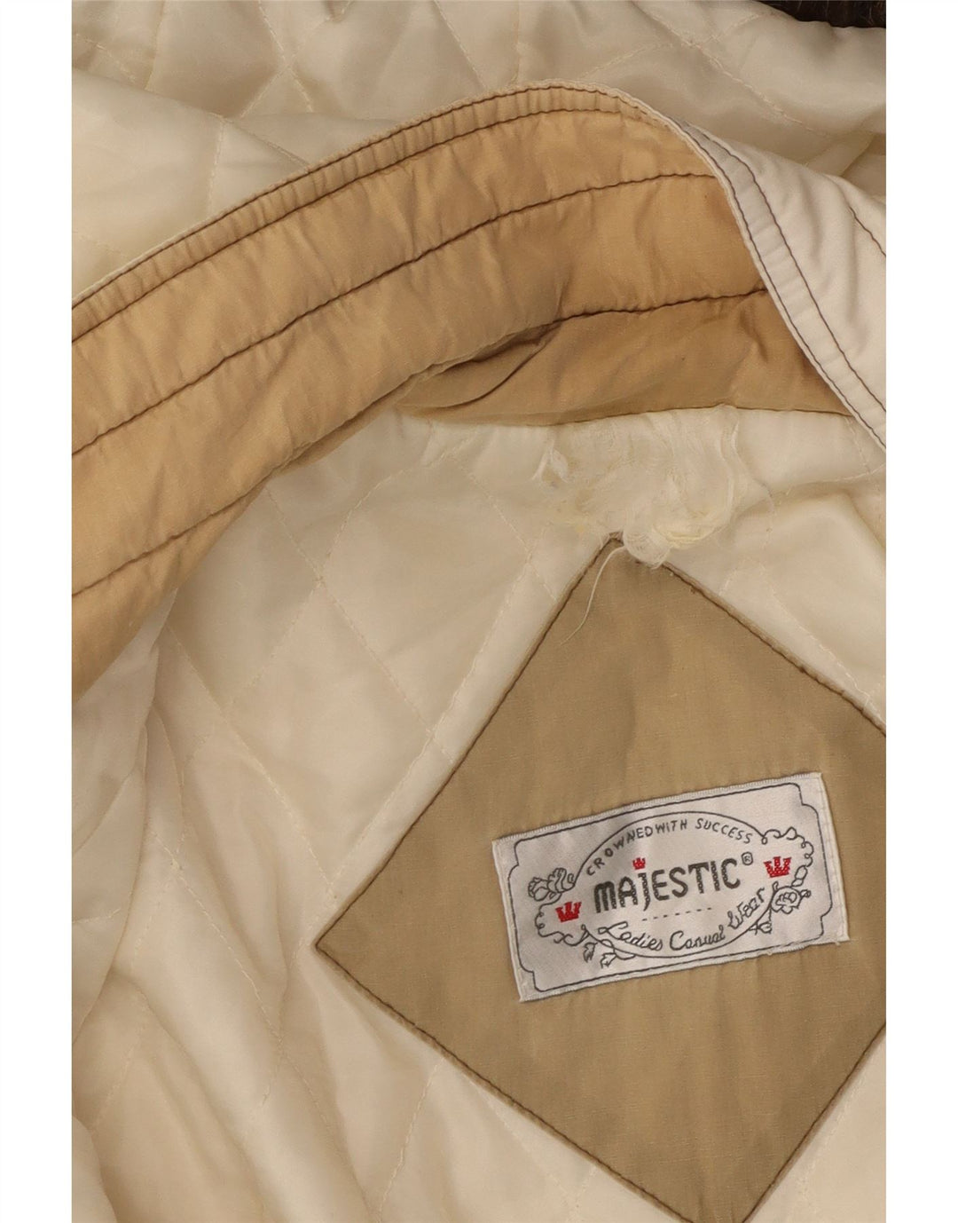 Damski płaszcz z kapturem MAJESTIC UK 20 2XL w kolorze złamanej bieli w kwiaty