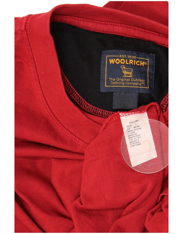 Woolrich Męski top z rękawem 3/4, duży, czerwony, bawełniany