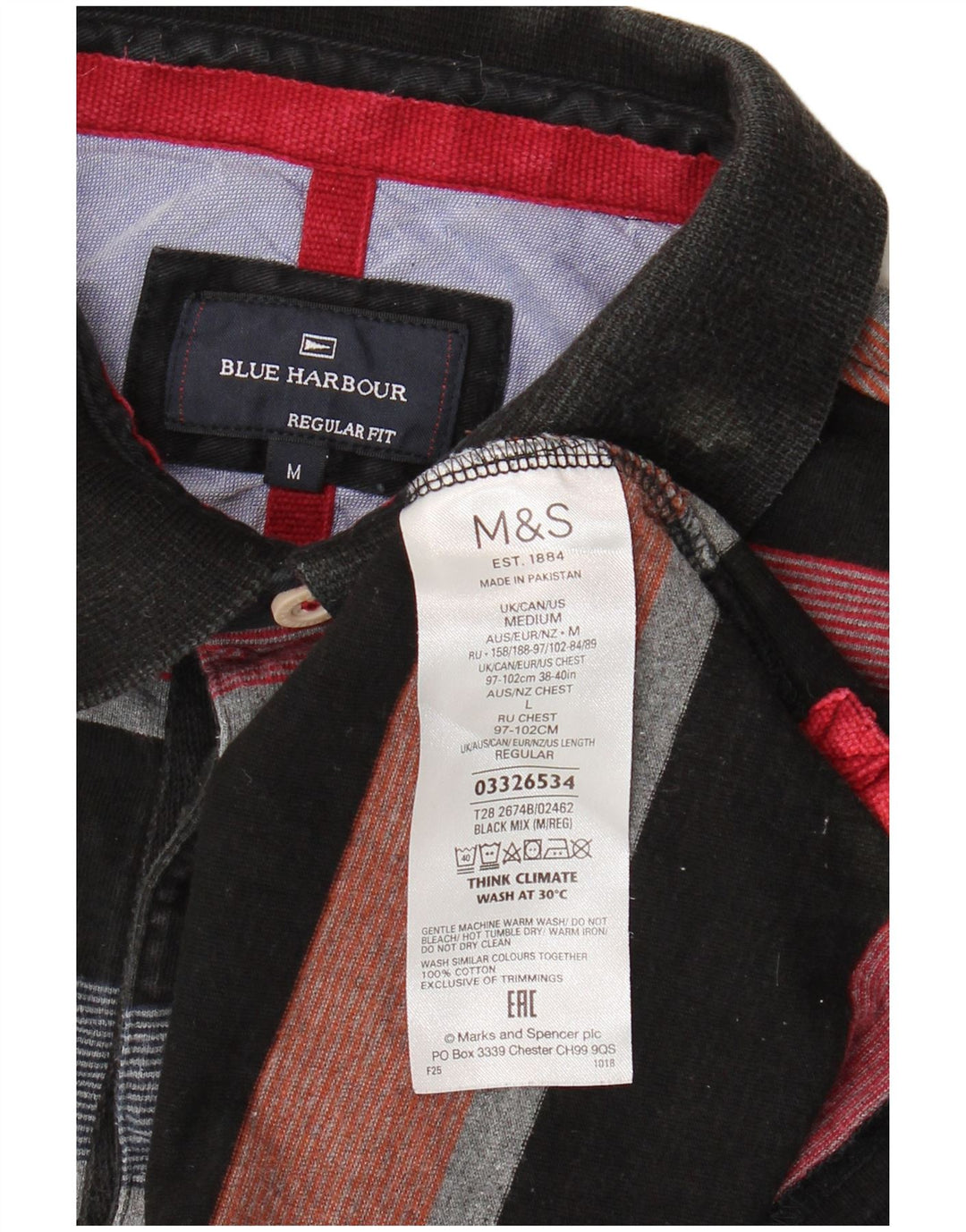 Męska niebieska koszulka polo do rugby Marks & Spencer, średnia, wielokolorowa