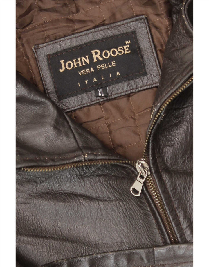 Męska kurtka skórzana John Roose UK 42 XL brązowa