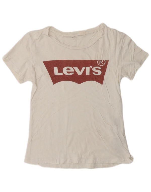 Damska koszulka z grafiką Levi's Top UK 10 Small, biała bawełna